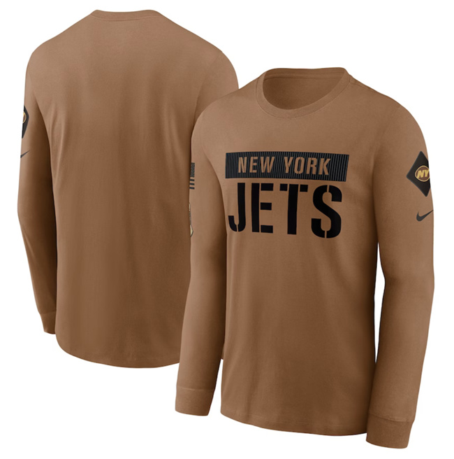 Men's New York Jets 2023 Brown Salute To Service Long Sleeve T-Shirt